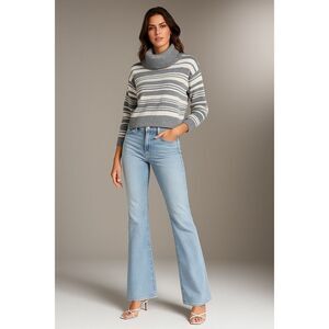 I.B. Diffusion Vintage Angora Blend  Striped Cowl Neck‎ Sweater Gray, White Size